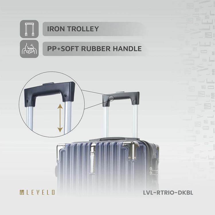 Levelo RoamTrio 3-Piece ABS Luggage & Suitcase Set - Dark Blue