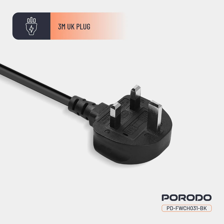 Porodo USB Charging Hub PDFWCH031BK - 85W Multi-Port, Black