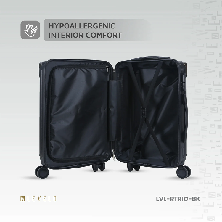 Levelo RoamTrio 3-Piece ABS Luggage & Suitcase Set - Black