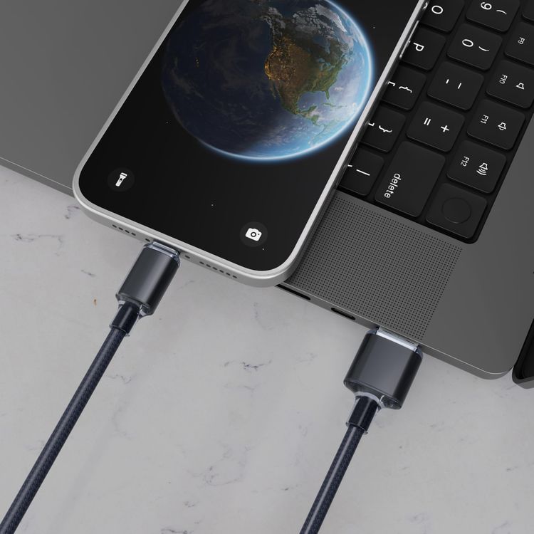 Porodo USB-A to Lightning Cable PDCBL0036BK - 1m Braided, Fast Charging