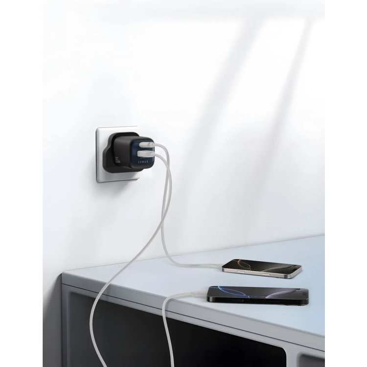 LEVELO Charger Vero - 35W PD GaN, Type-C & Type-A, Black