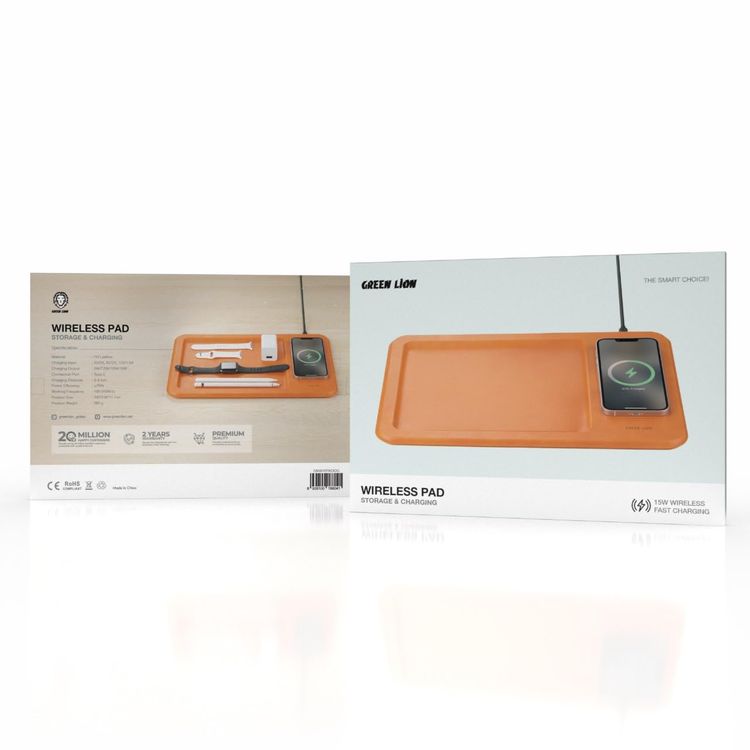 Green Lion Wireless Charging Pad GNWIRPADOG - 15W Fast Charge, Orange