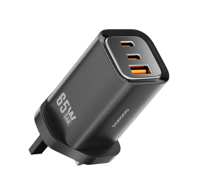 Porodo Wall Charger PD-FWCH037-BK - 65W Triple Output, Black