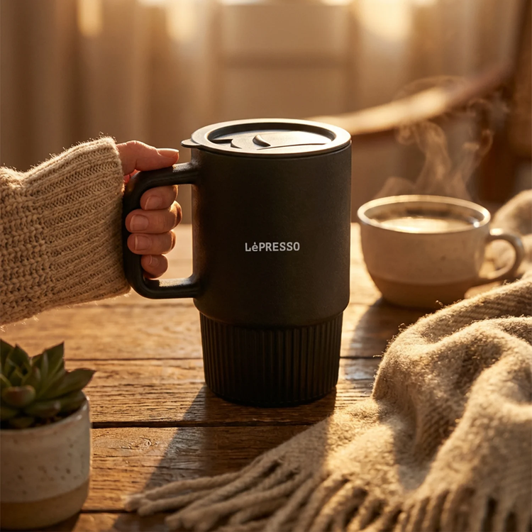 LePresso كوب خزف شفط LPCFFGSC0054BK - 400 مل، أسود
