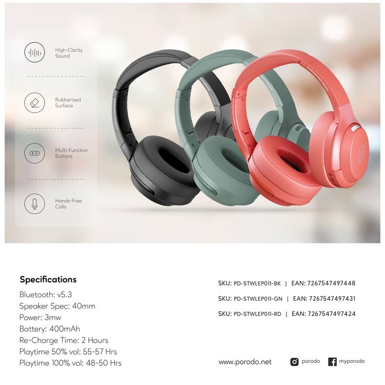 Porodo Speaker Soundtec UNIQ PD-STMWBS-TI - 15W Wireless Charging, Titanium