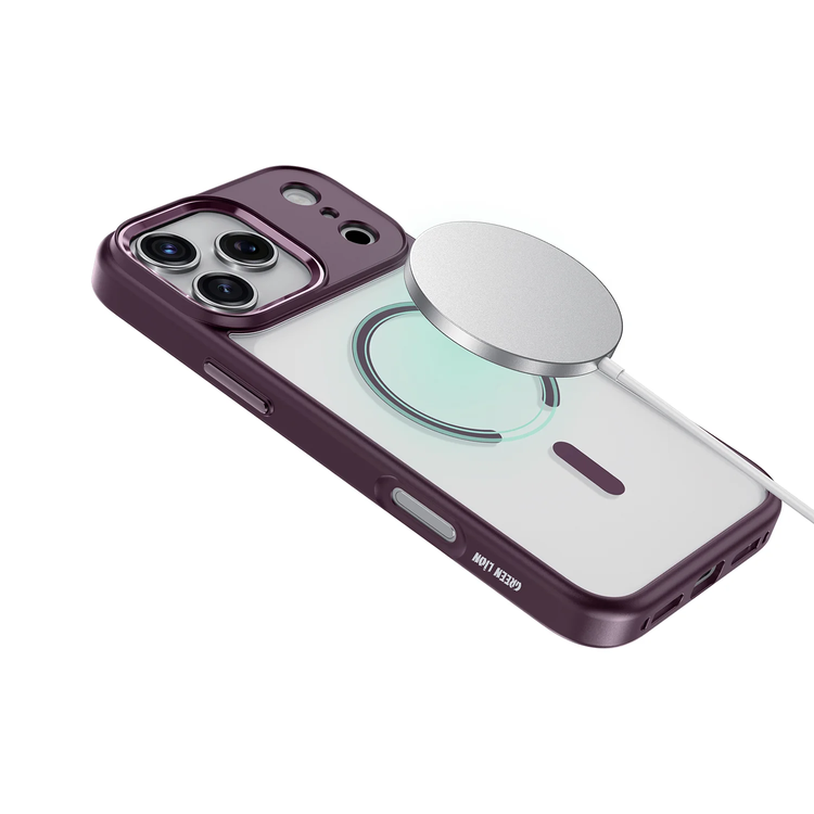 Green Lion Titan MagSafe iPhone 18/17 Pro Case - Metal Buttons, Burgundy