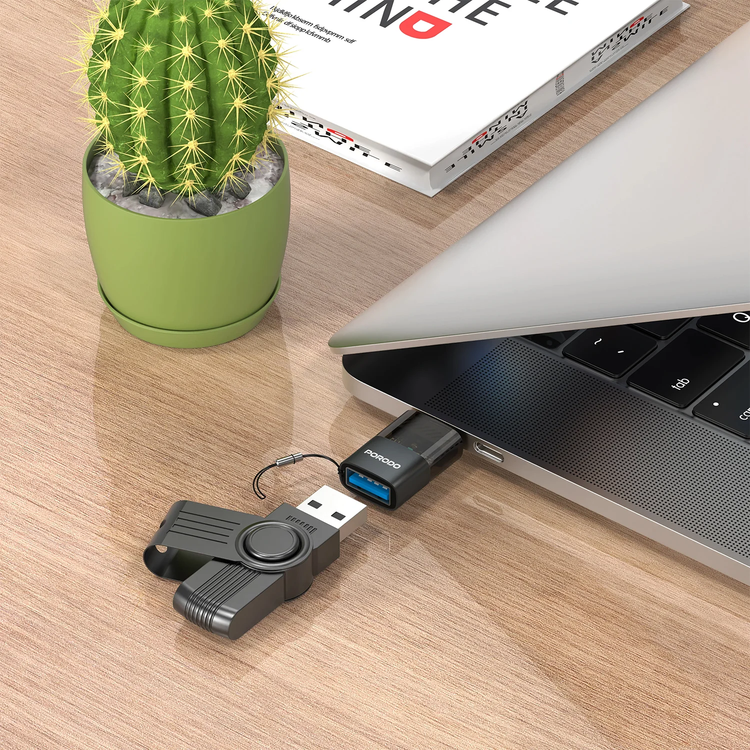 Porodo MiniLink USB-A to USB-C OTG Adapter PDATOC50 - Grey