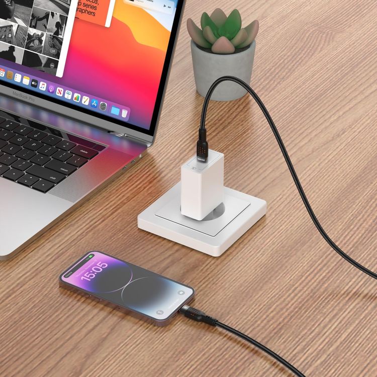 Porodo USB-C to Lightning Cable PDCBL0010BK - 1.2m, 30W Fast Charge, Black
