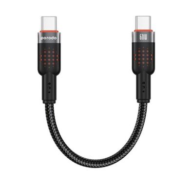 Porodo USB-C to USB-C Cable PD-CBL0014-BK - 25cm, 60W PD,...