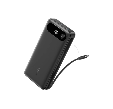 باور بانك Anker بسعة 20000mAh، قوة 87 واط مع كابل USB-C مدمج، A1383H11 - أسود