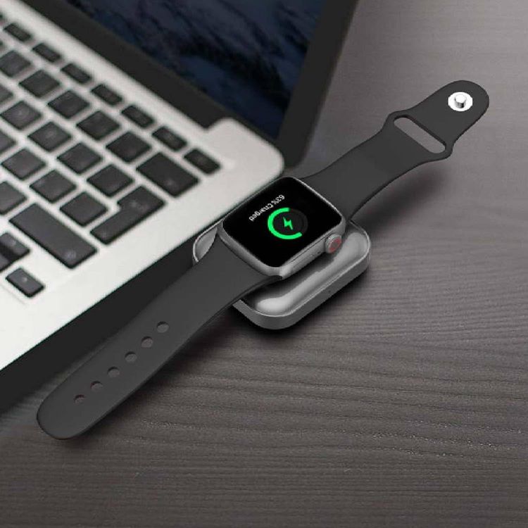 Porodo Wireless Charger PD-WA2N1C-GY - Dual-Dock for Apple Watch & AirPods, Gray
