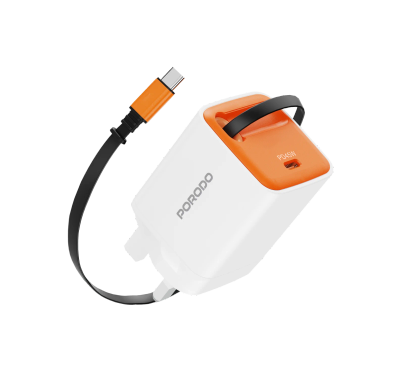 Porodo GaN Charger Tezpatro PDFWCH104WH - 45W, USB-C Retr...