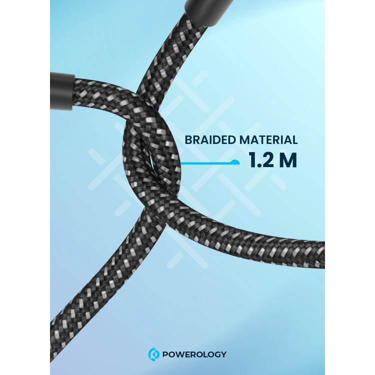 Powerology Cable PCAB007BK - Braided USB-C to USB-C + Lightning 1.2m, Black