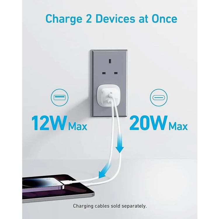 Anker 33W Fast Charger 323 with USB-C Cable - White
