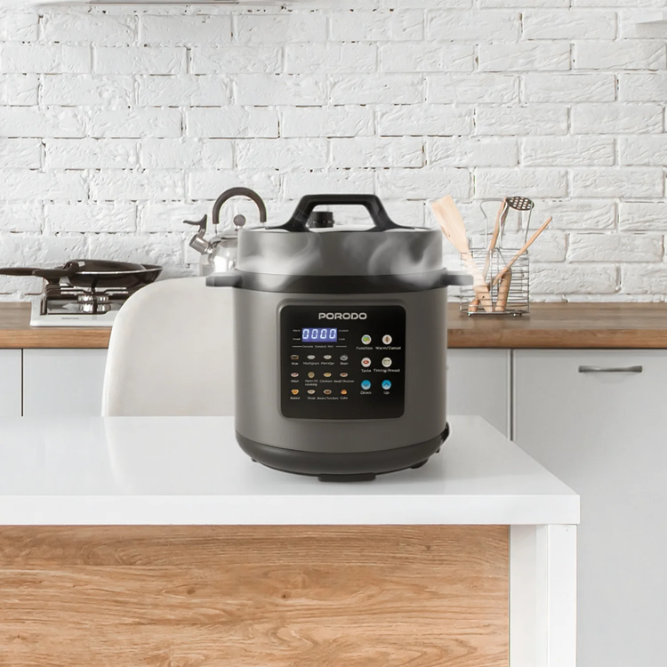Porodo Pressure Cooker PDFLFSTA13GY - 1300W, 6L, Gray