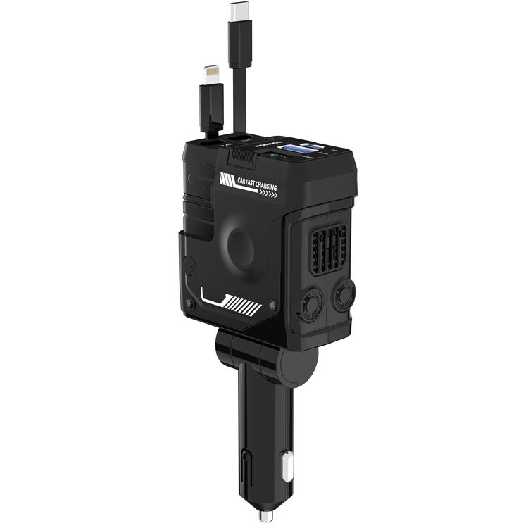 Porodo Car Charger & Audio Transmitter PDFWCH029BK - PD 36W, Voltage Monitor, Black