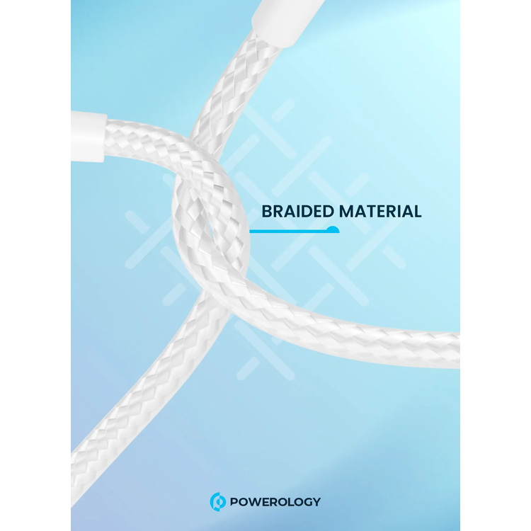 Powerology USB-C Cable PCAB008-WH - 60W PD, Braided, White