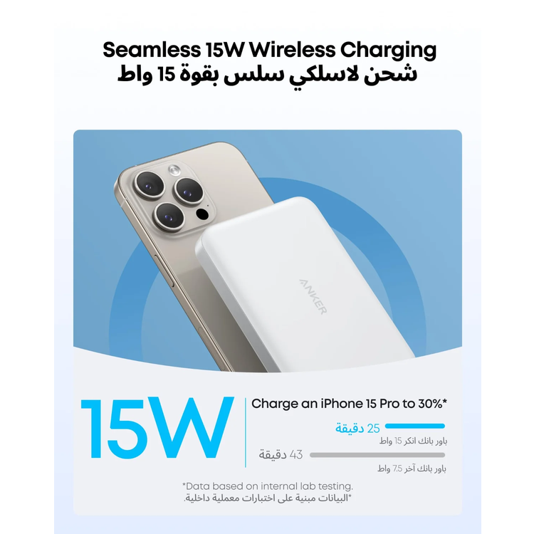 Anker باور بانك A1664H21 - 10000mAh مغناطيسي، أبيض