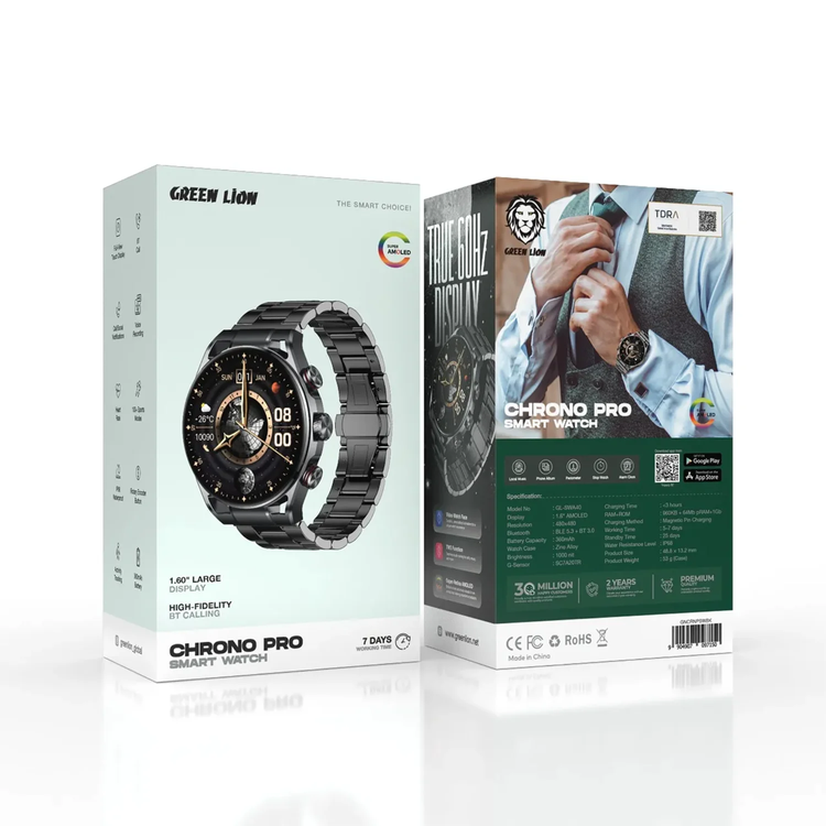 Green Lion Smart Watch Chrono Pro - IP68, Black