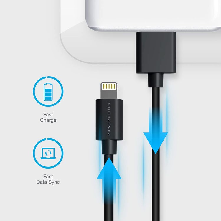 Powerology Lightning Cable P3BLBK - 3M, Black