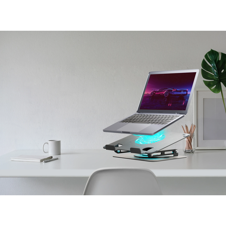 Green Lion Laptop Stand GNAD360STDBK - Adjustable with Cooling Fan, Black