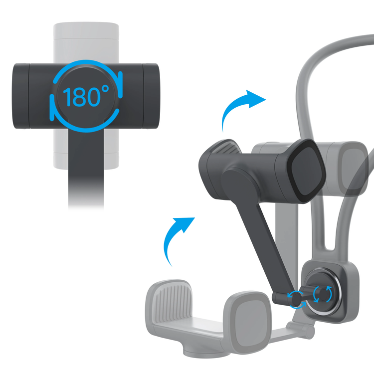 Porodo Smartphone Neck Mount PDNKSMSBK - Adjustable, Magnetic Lock, Black