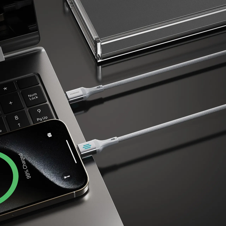 Porodo USB-C to Lightning Cable PDDC27SL - 27W PD, Silver