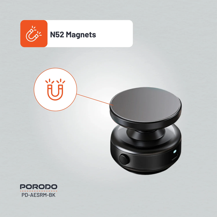 Porodo Vacuseal PD-AESRM-BK - Magsafe Compatible, Magnetic Mount, Black