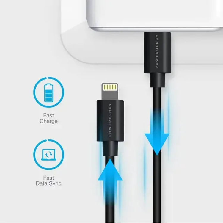 Powerology USB-C to Lightning PD Cable P3BCLBK - 3m, Black