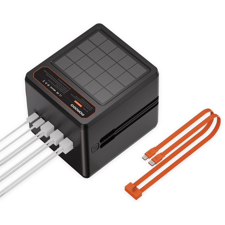 Porodo LAROS Solar Power Bank 200000mAh, PDPB200BK - Black