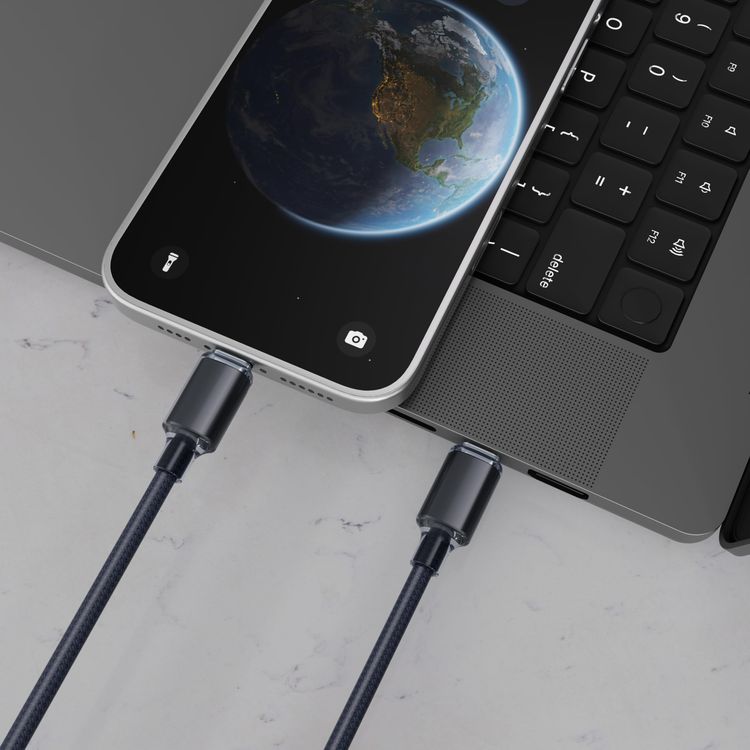 Porodo USB-C to Lightning Cable PDCBL0037BK - 27W Fast Charging, 1m Braided, Black
