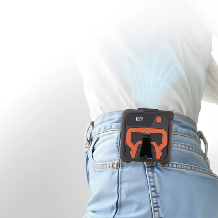 Porodo Waist Fan PD-LFST164-BROG - 10000mAh Powerbank, 5 Speeds, Brown Orange
