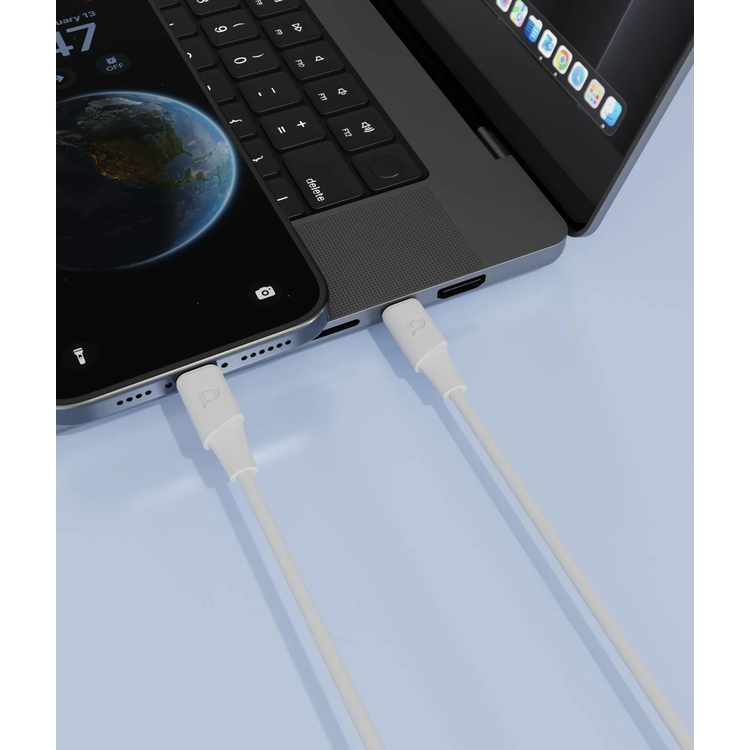 Powerology USB-C to Lightning Cable PCAB012WH - 1.2M, 30W, White