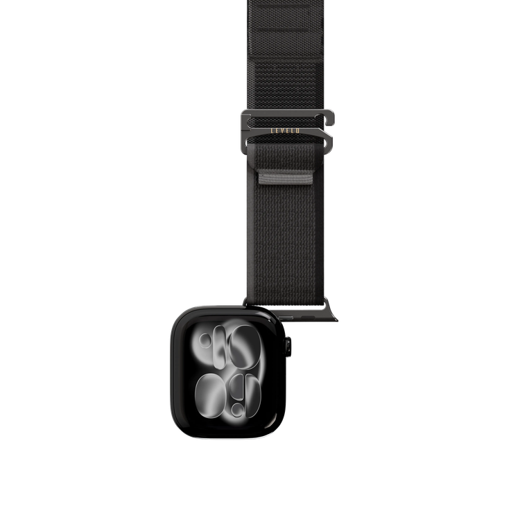 Levelo Watch Strap Malo LVLMLOWS49BK - Nylon, Black, Adjustable Fit