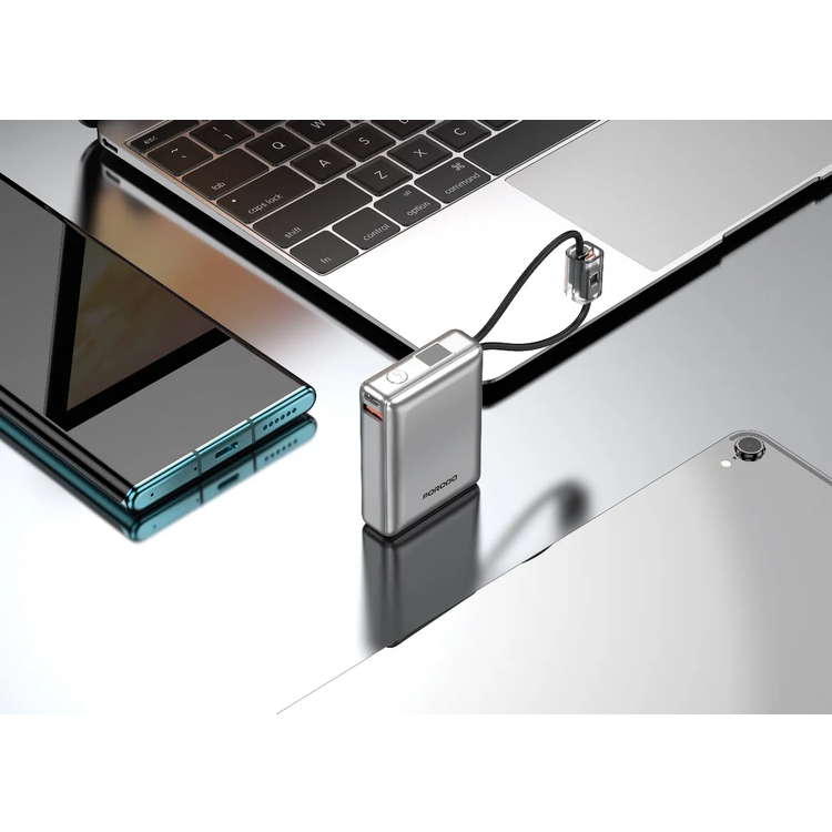 Porodo Power Bank Petite PDNPB36SL - 10000mAh, Type-C & Lightning, Silver