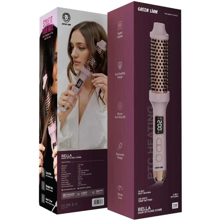Green Lion مشط تصفيف الشعر BELLA GNBEHAIR57PK - وردي