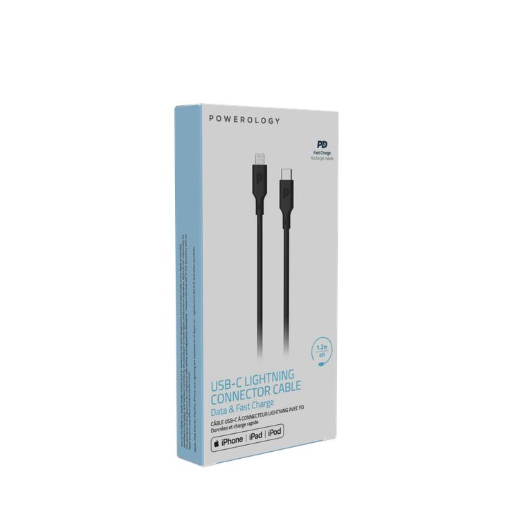 Powerology Cable P12CLV2BK - Type-C to Lightning 1.2m, Black