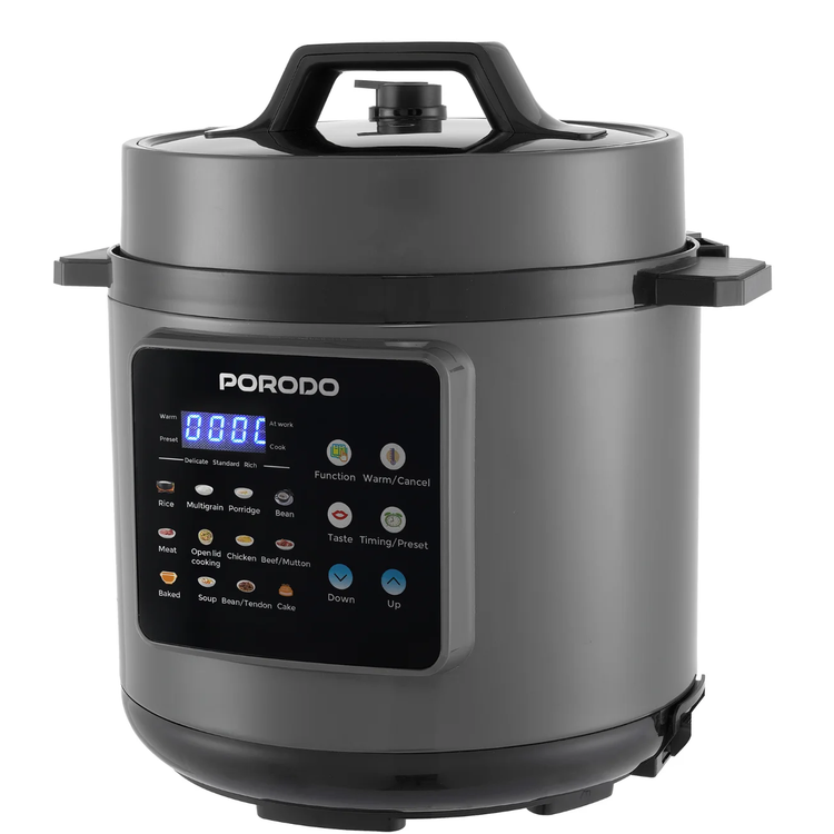 Porodo Pressure Cooker PDFLFSTA13GY - 1300W, 6L, Gray