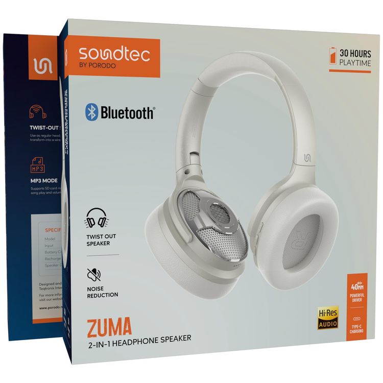 Porodo Headphone & Speaker Soundtec ZUMA - 30H Playtime, Beige