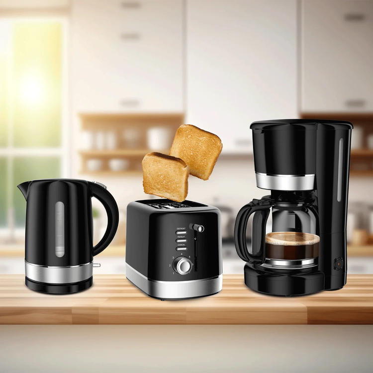 LePresso Breakfast Set LPCFFM0009-BK - Toaster, 1.7L Kettle & Coffee Maker, Black