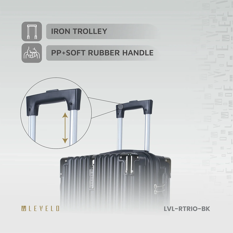 Levelo RoamTrio 3-Piece ABS Luggage & Suitcase Set - Black