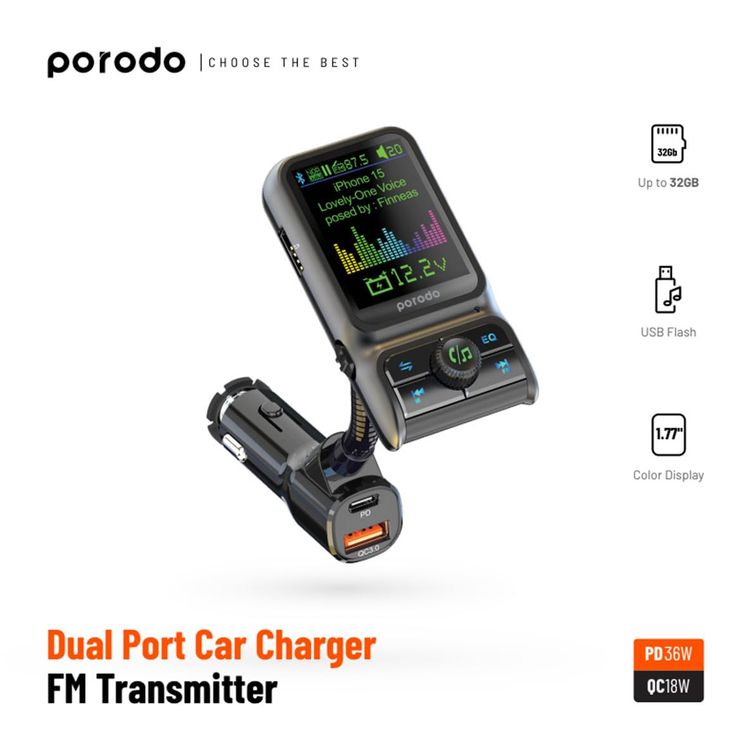 Porodo Phone Mount PD-CSCPM-BK - Suction Cup Cradle, Black