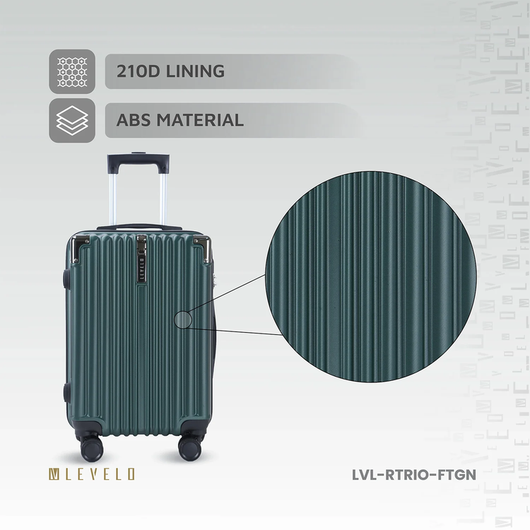 Levelo RoamTrio 3-Piece ABS Luggage & Suitcase Set - Forest Green