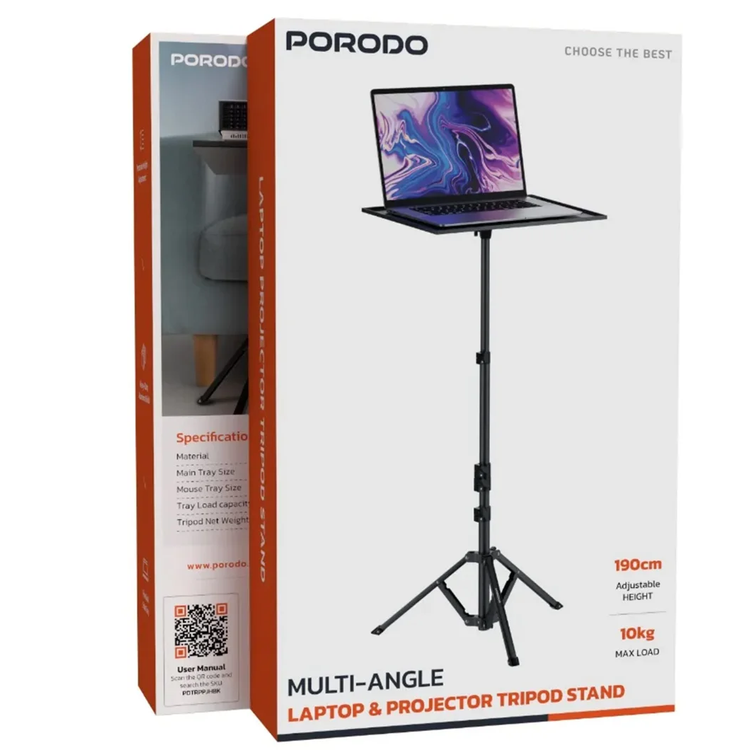 Porodo Laptop & Projector Stand PDTRPPJHBK - Multi-Function, Black