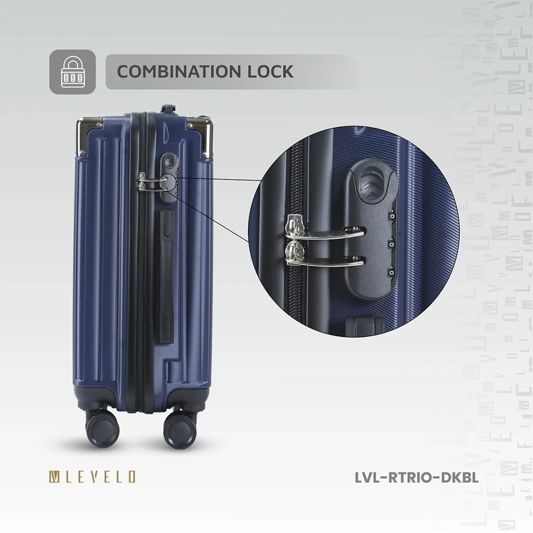 Levelo RoamTrio 3-Piece ABS Luggage & Suitcase Set - Dark Blue