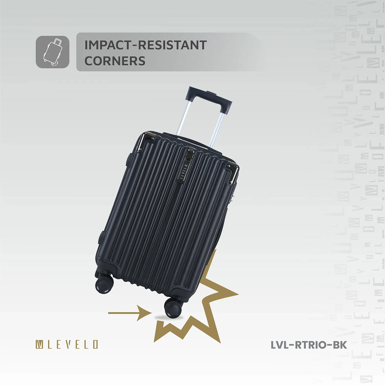 Levelo RoamTrio 3-Piece ABS Luggage & Suitcase Set - Black