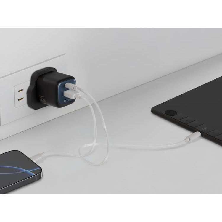 LEVELO Charger Vero - 35W PD GaN, Type-C & Type-A, Black