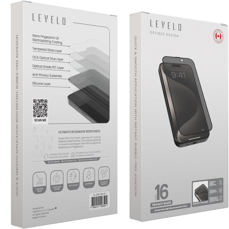Levelo Screen Protector LVL-3DGL-16PL-PV - 3D Resin Glue, Black