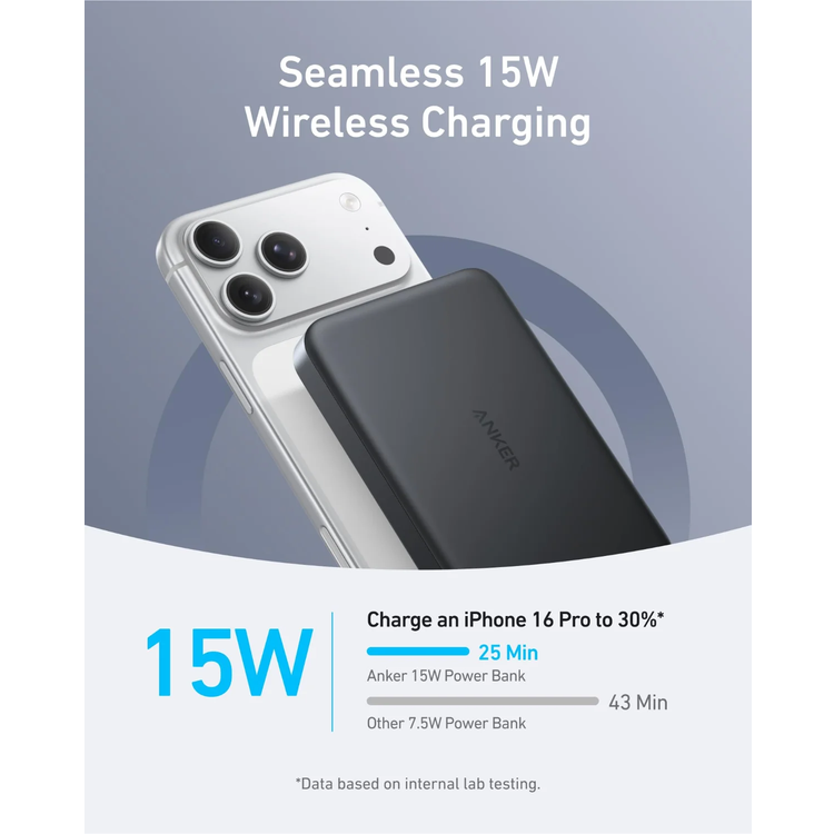 Anker باور بانك MagGo A1664H11 - 10000mAh مغناطيسي، أسود
