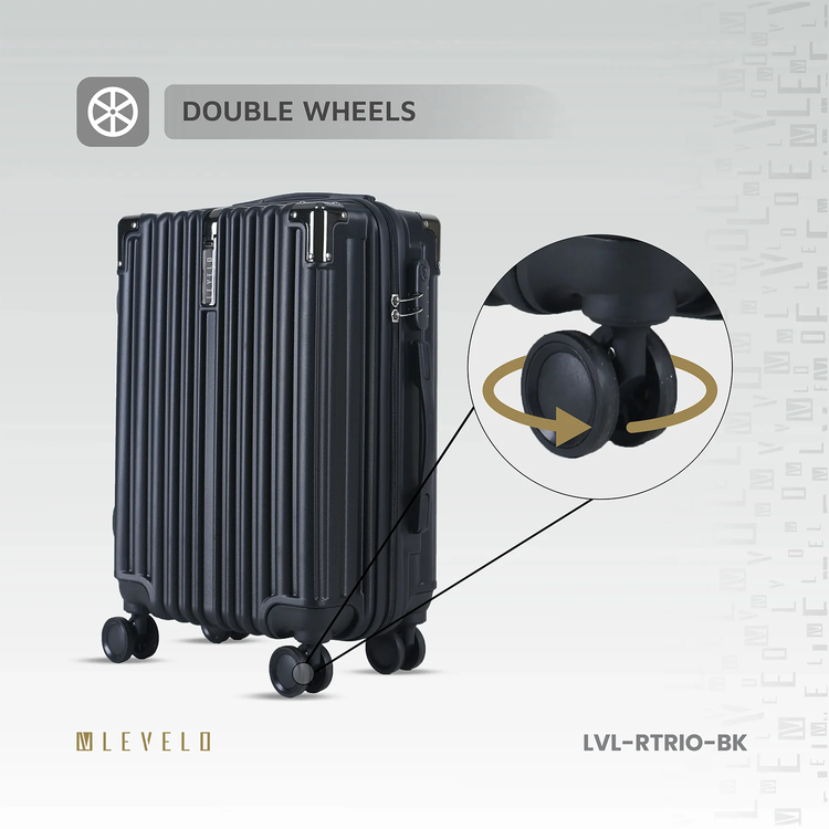 Levelo RoamTrio 3-Piece ABS Luggage & Suitcase Set - Black